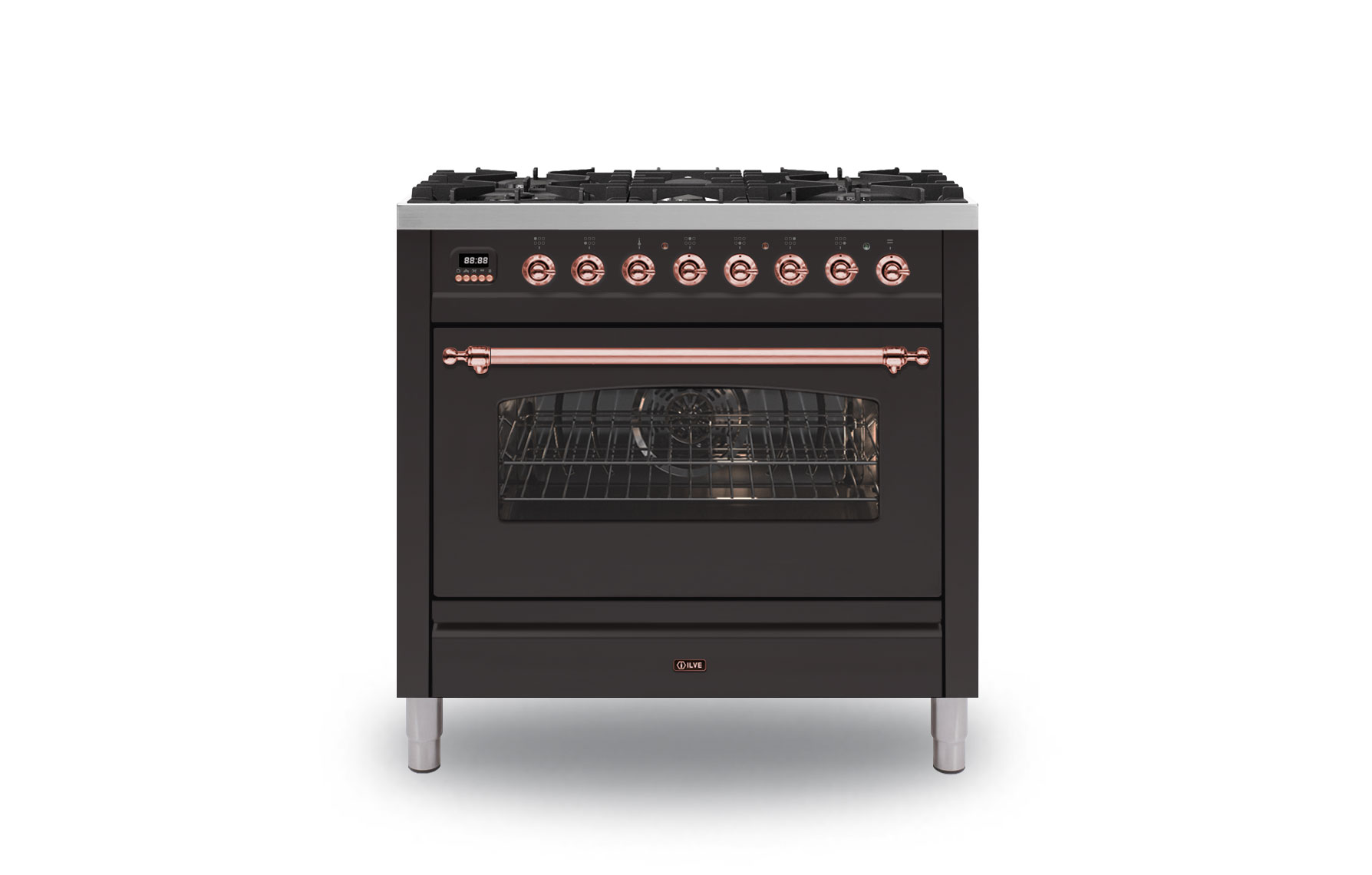 black and copper range cooker